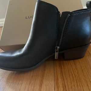 Lucky Brand Basel Black Ankle Boots Size 8